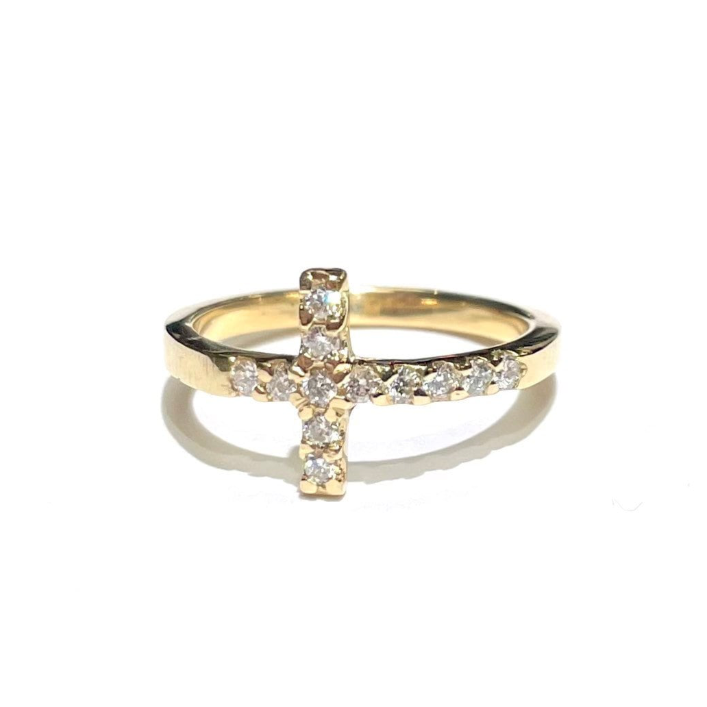 Diamond Sideways Cross Ring