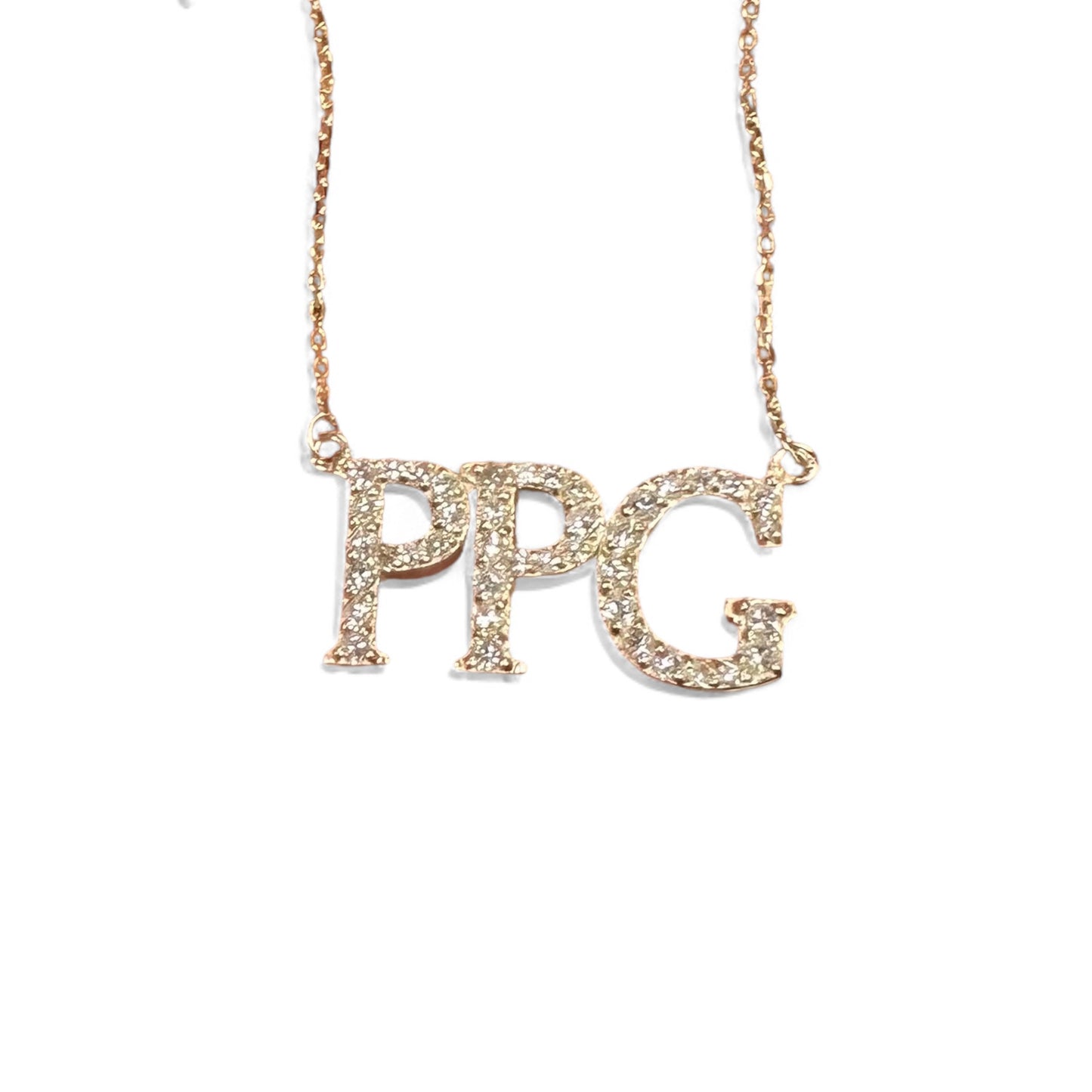 Custom Three Diamond Initial Necklace