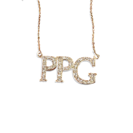Custom Diamond Three Initial Necklace