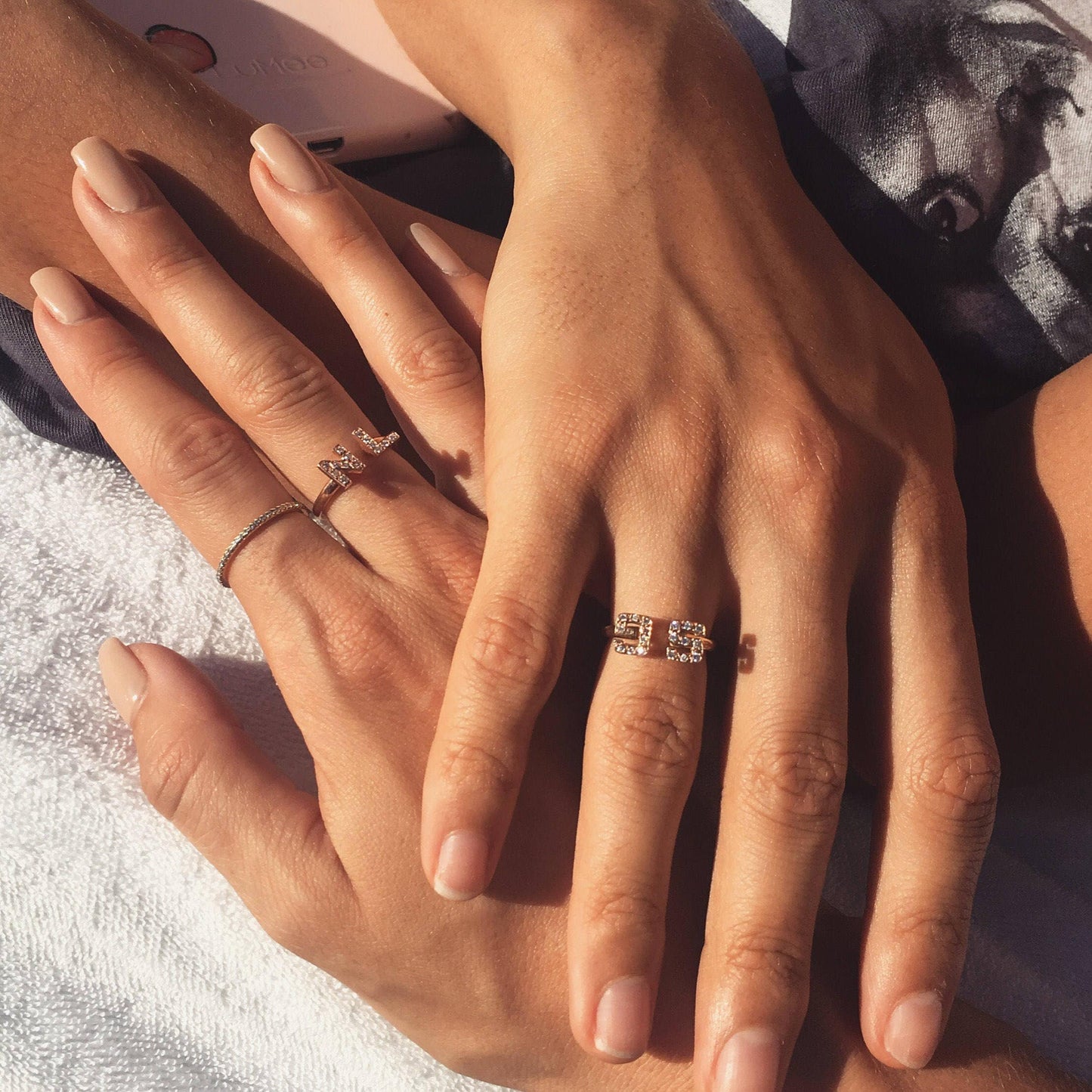 Double Initial Diamond Ring