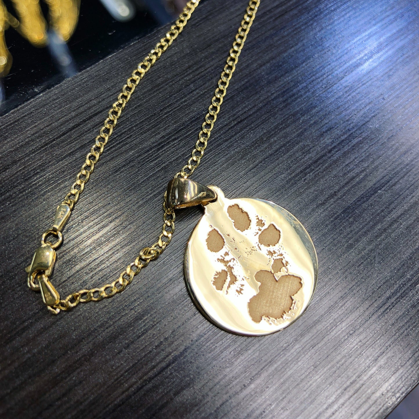 Golden Paw Print Pendant