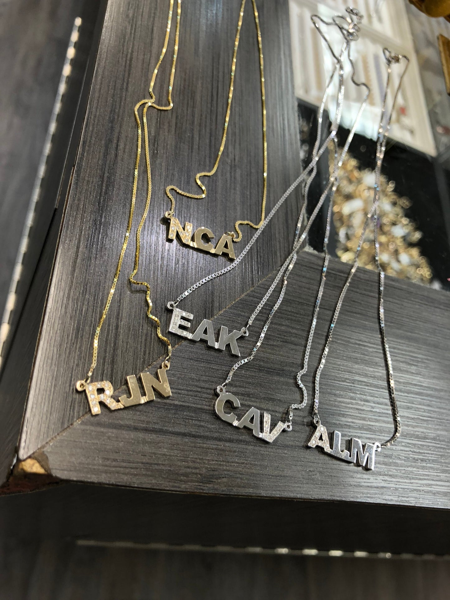 Triple Initial with Single Diamond Letter Necklace