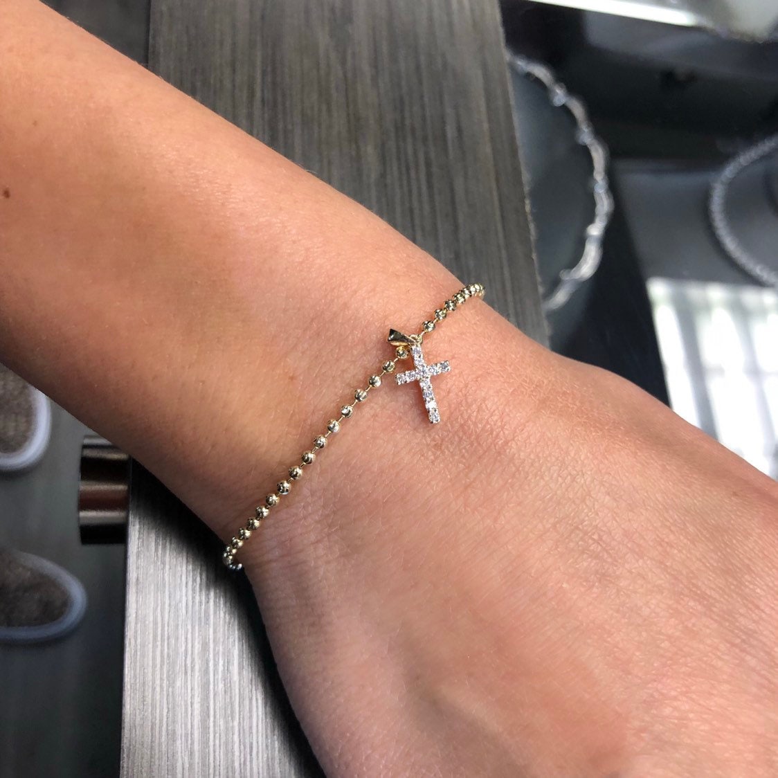 Cassie Bracelet with Mini Diamond Cross