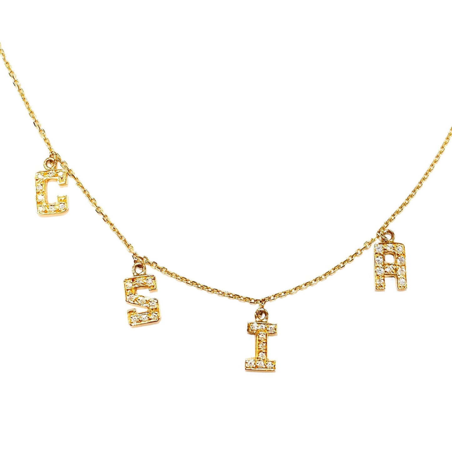 Four Diamond Initial Necklace