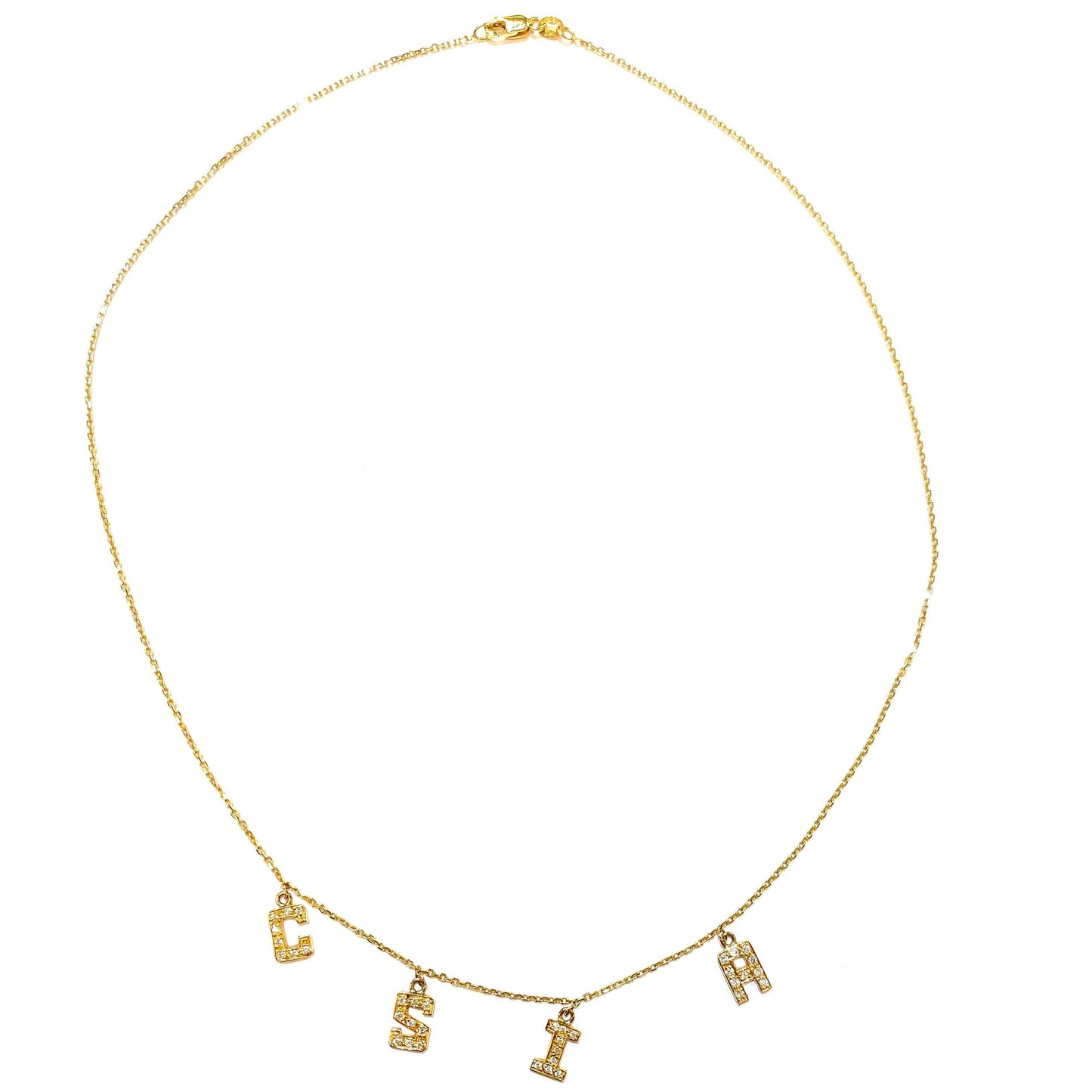 Four Diamond Initial Necklace