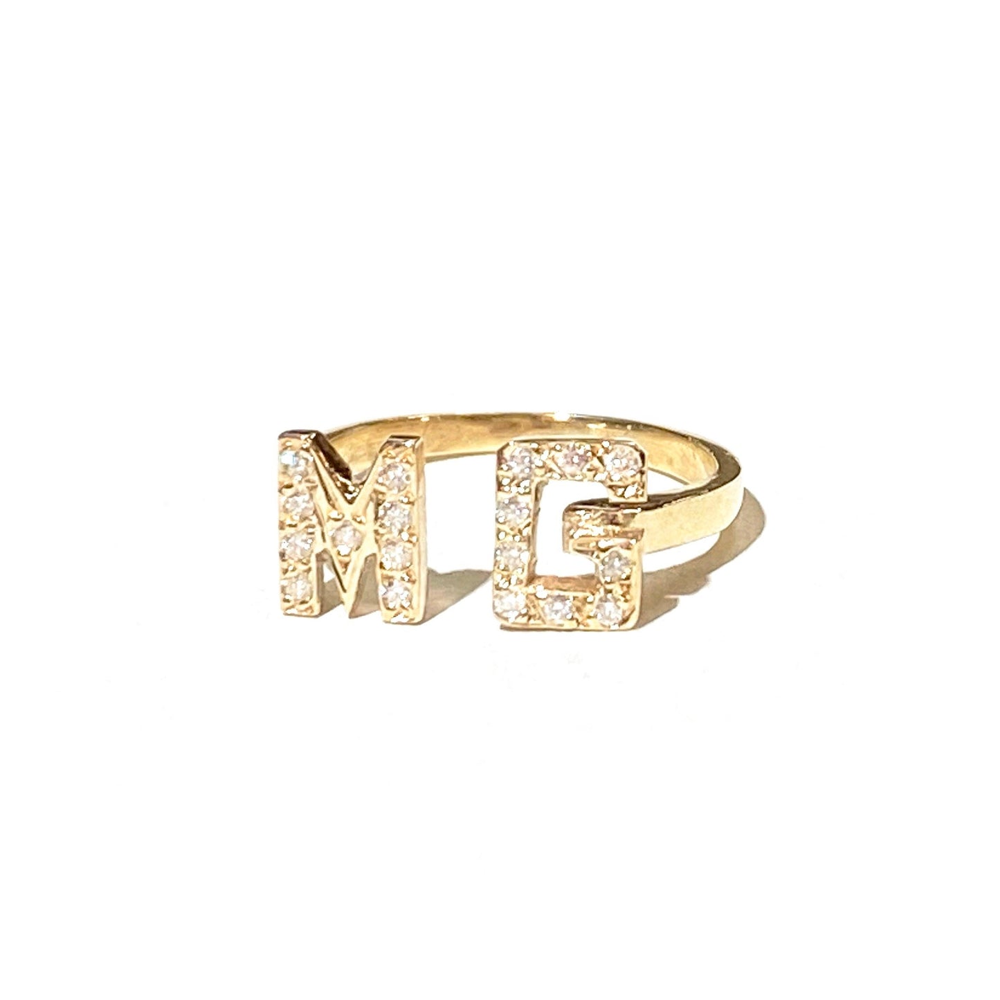 Double Initial Diamond Ring