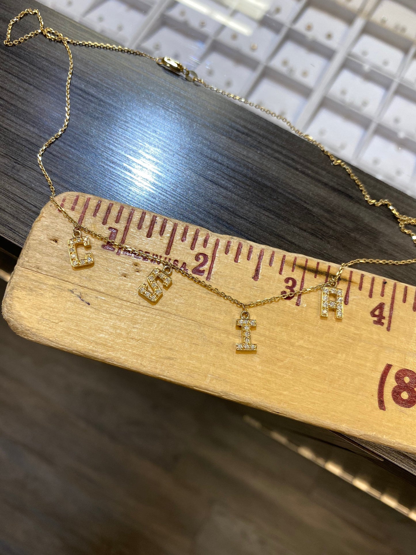 Four Diamond Initial Necklace