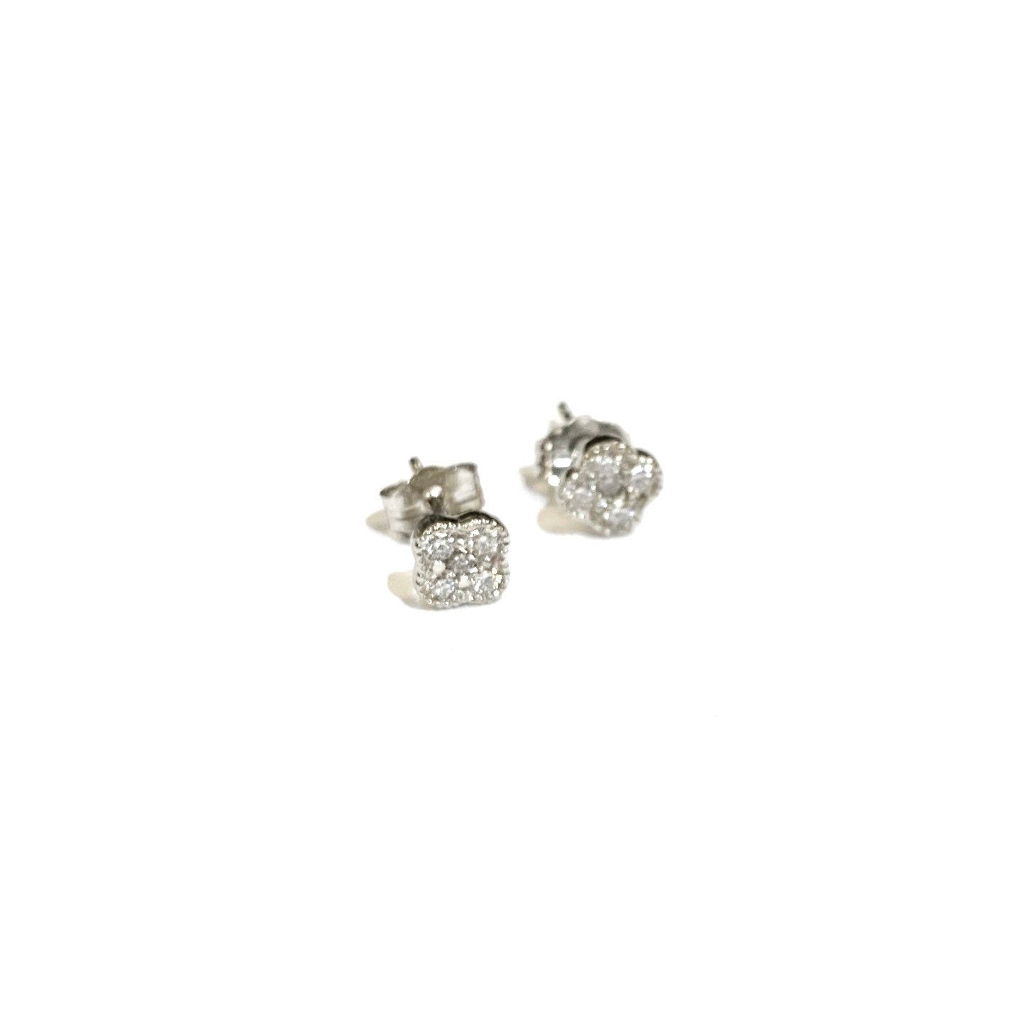 Diamond Four Leaf Clover Stud Earrings