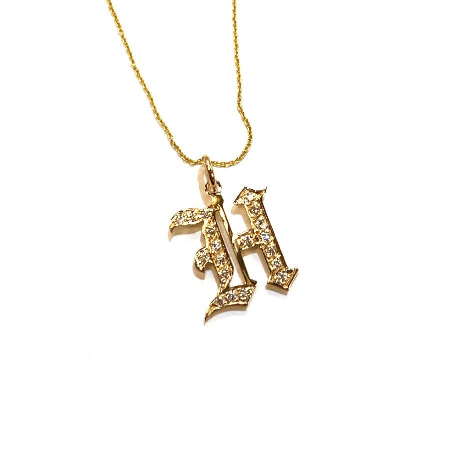 Large Diamond Initial Pendant