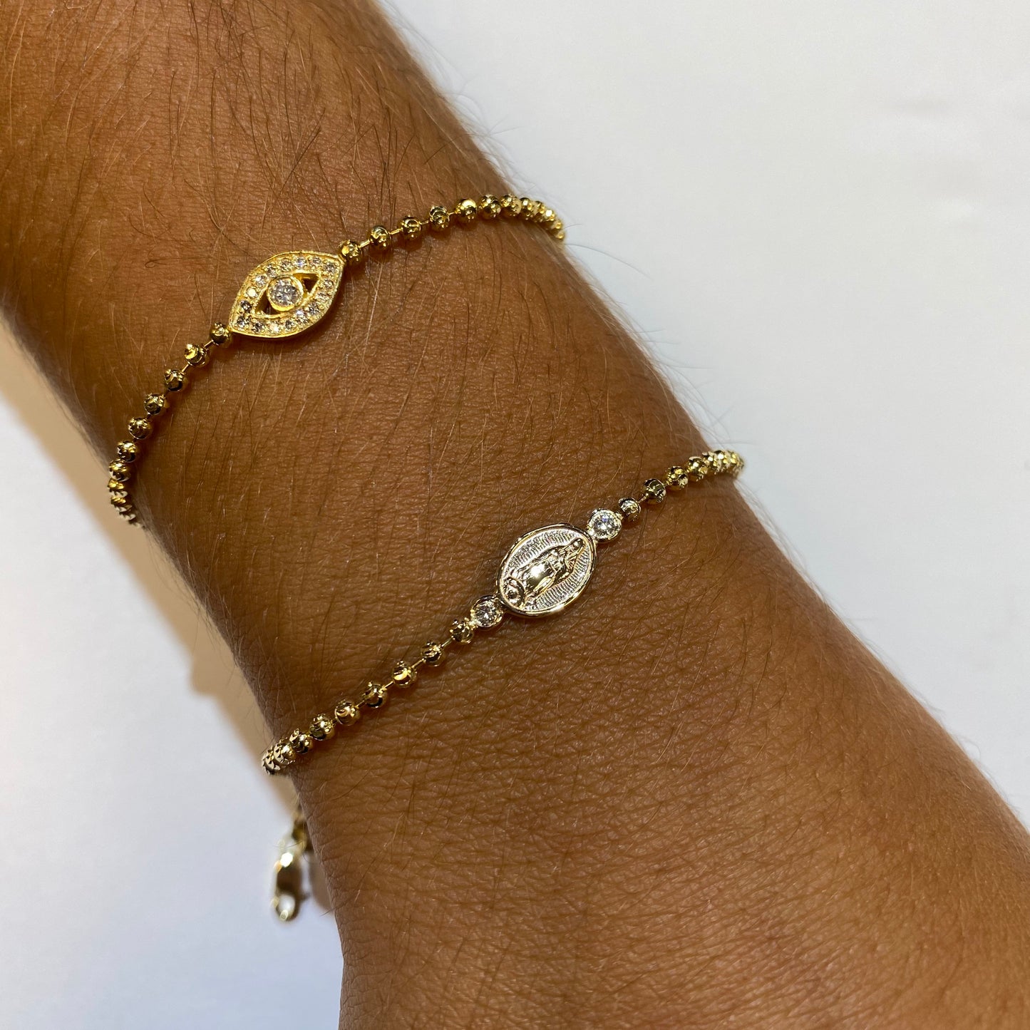 Double Diamond Virgin Mary Bracelet