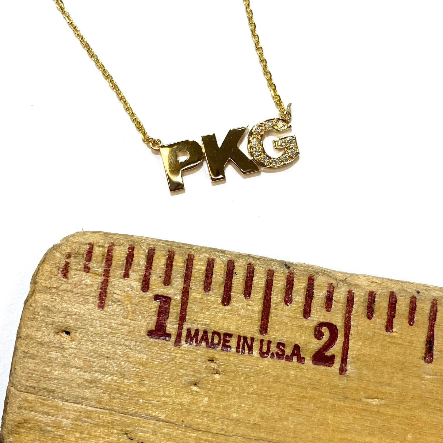 Triple Initial with Single Diamond Letter Necklace