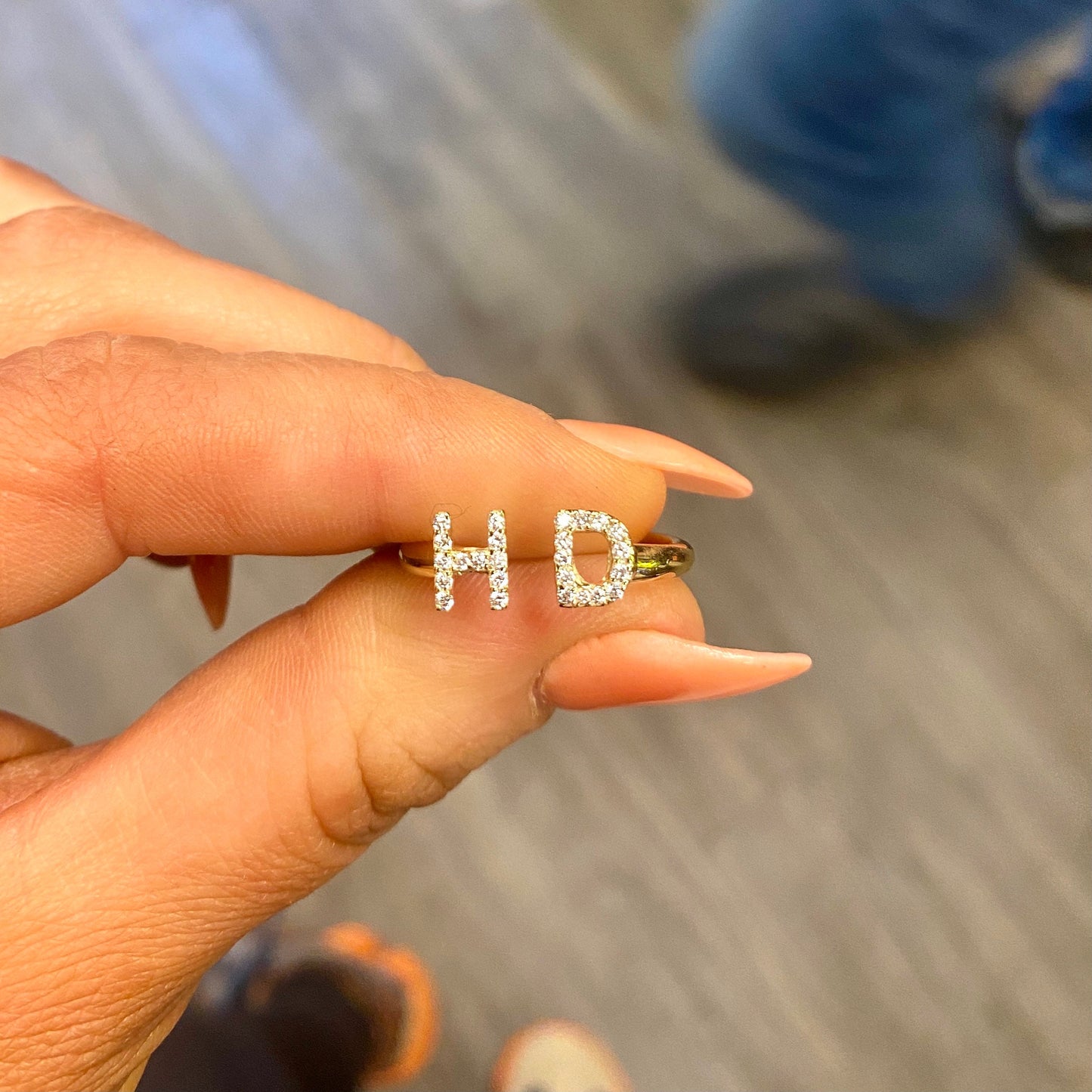 Double Initial Diamond Ring