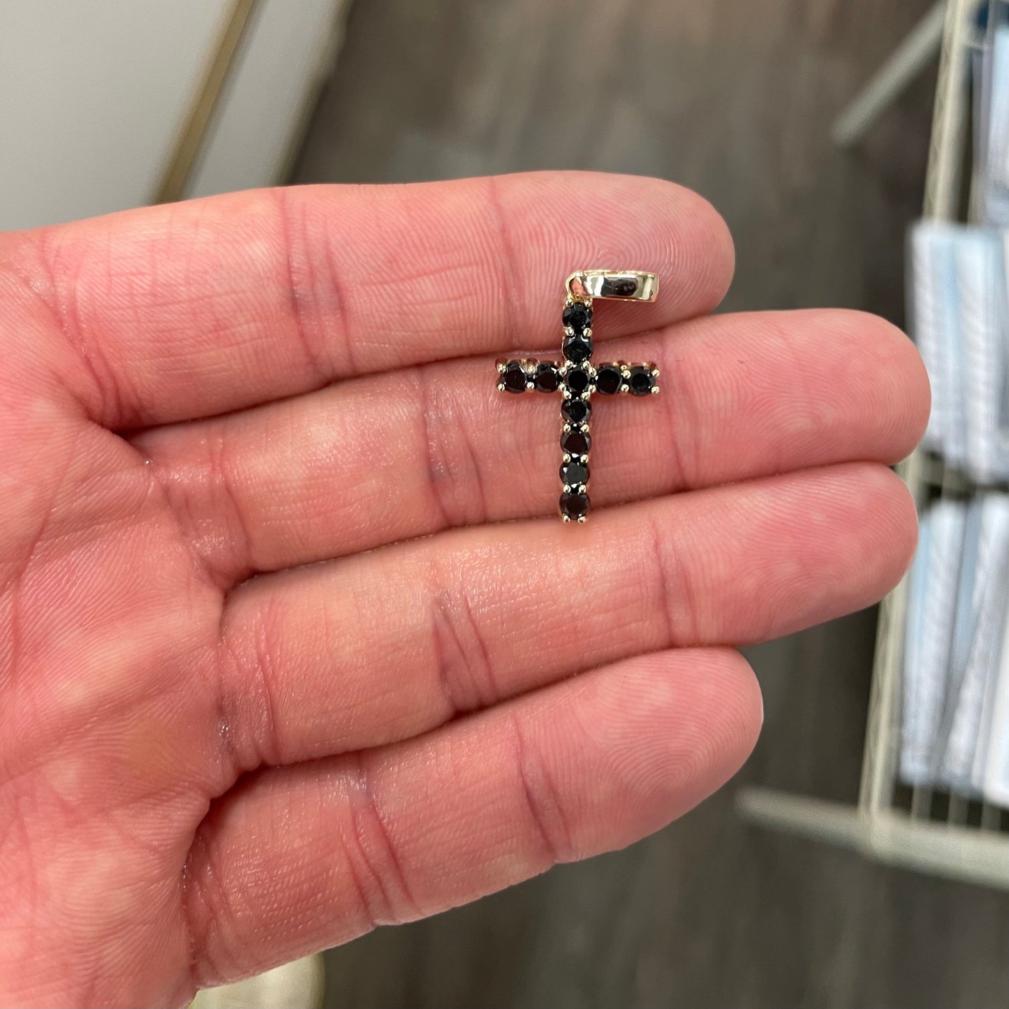 Her Black Diamond Cross Pendant