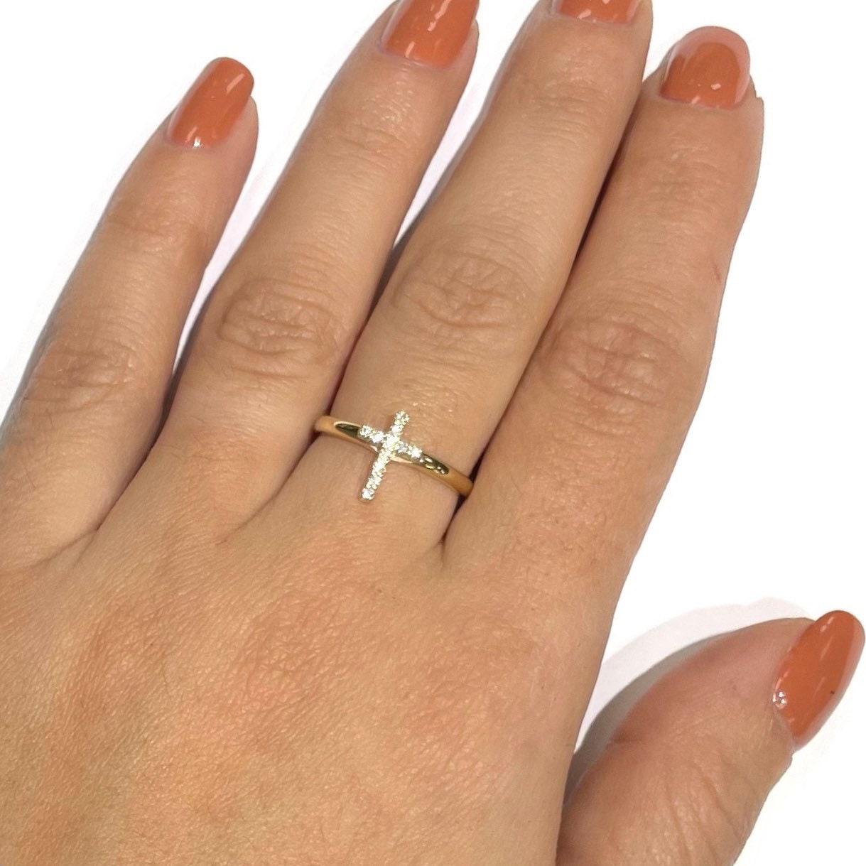 Mini Diamond Cross Ring