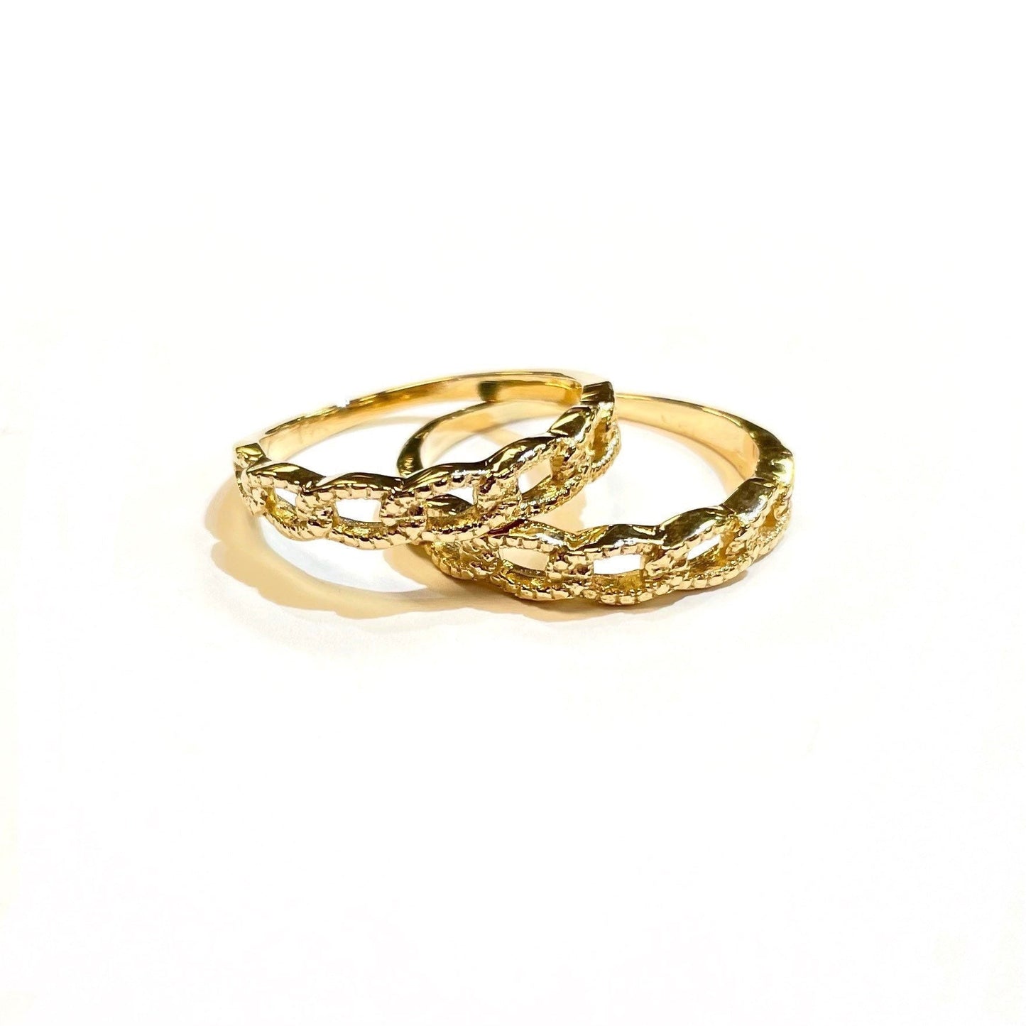 Thin Textured Cuban Ring