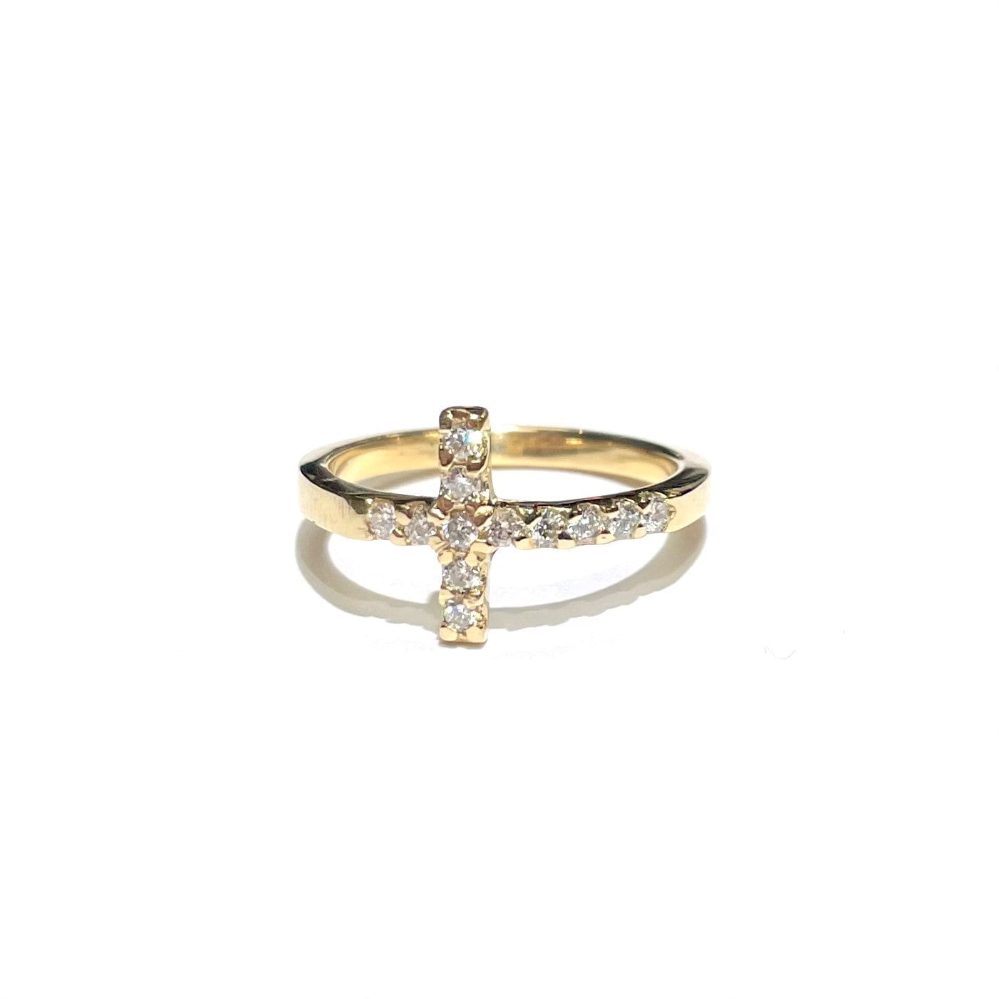 Diamond Sideways Cross Ring