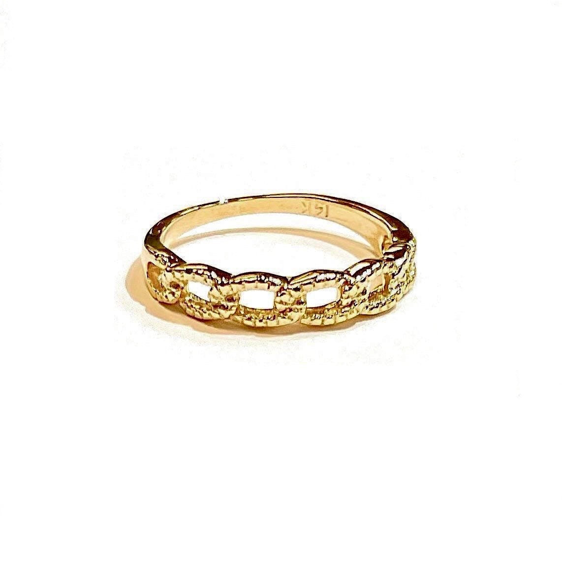 Thin Textured Cuban Ring