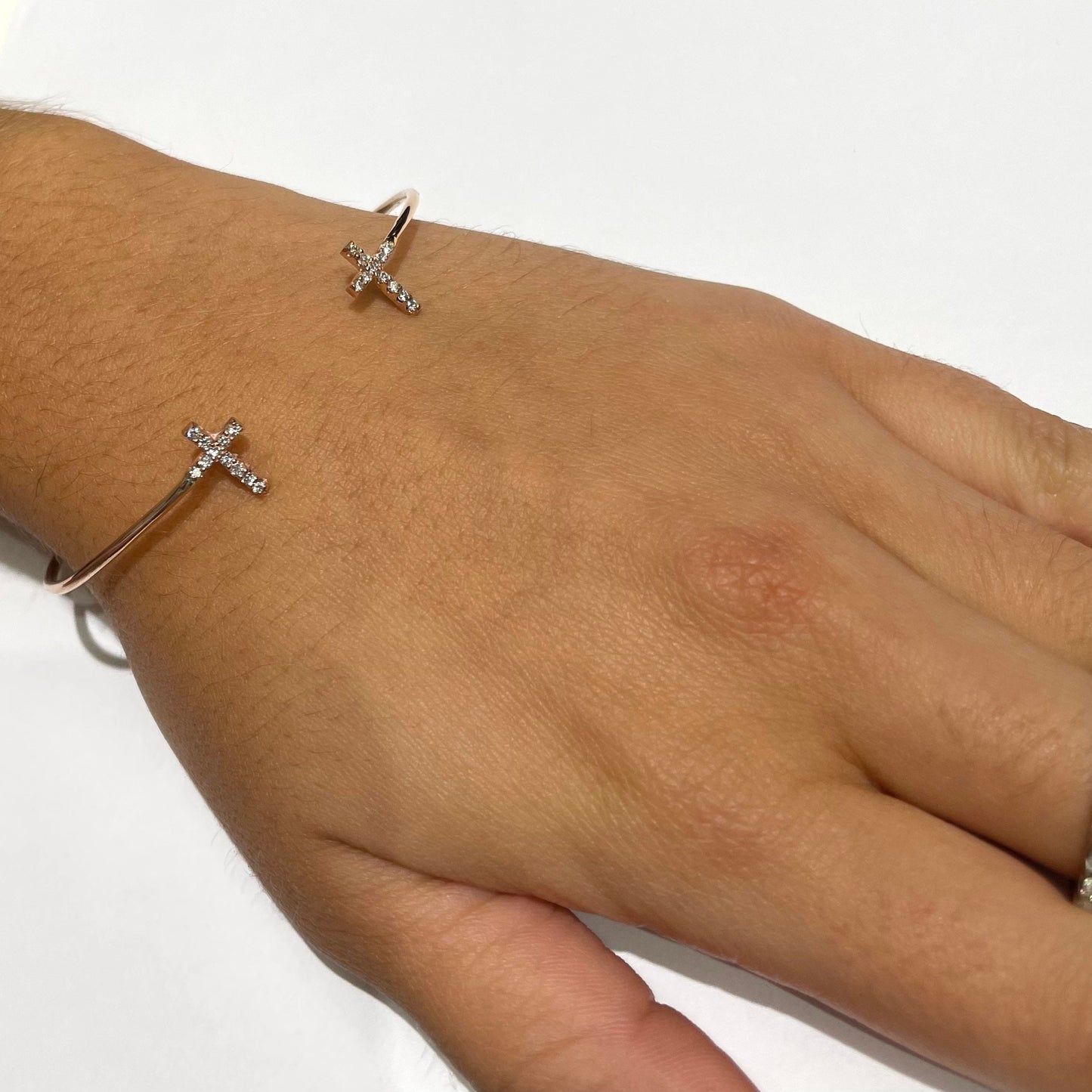 Double Diamond Cross Bangle
