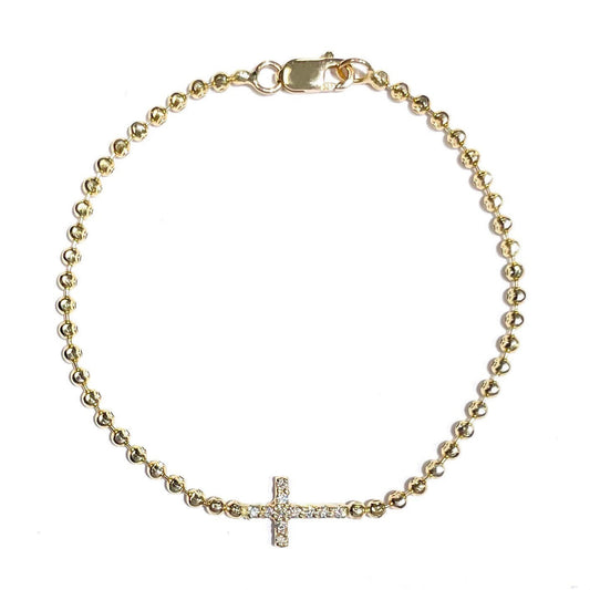 Diamond Sideways Cross Bracelet