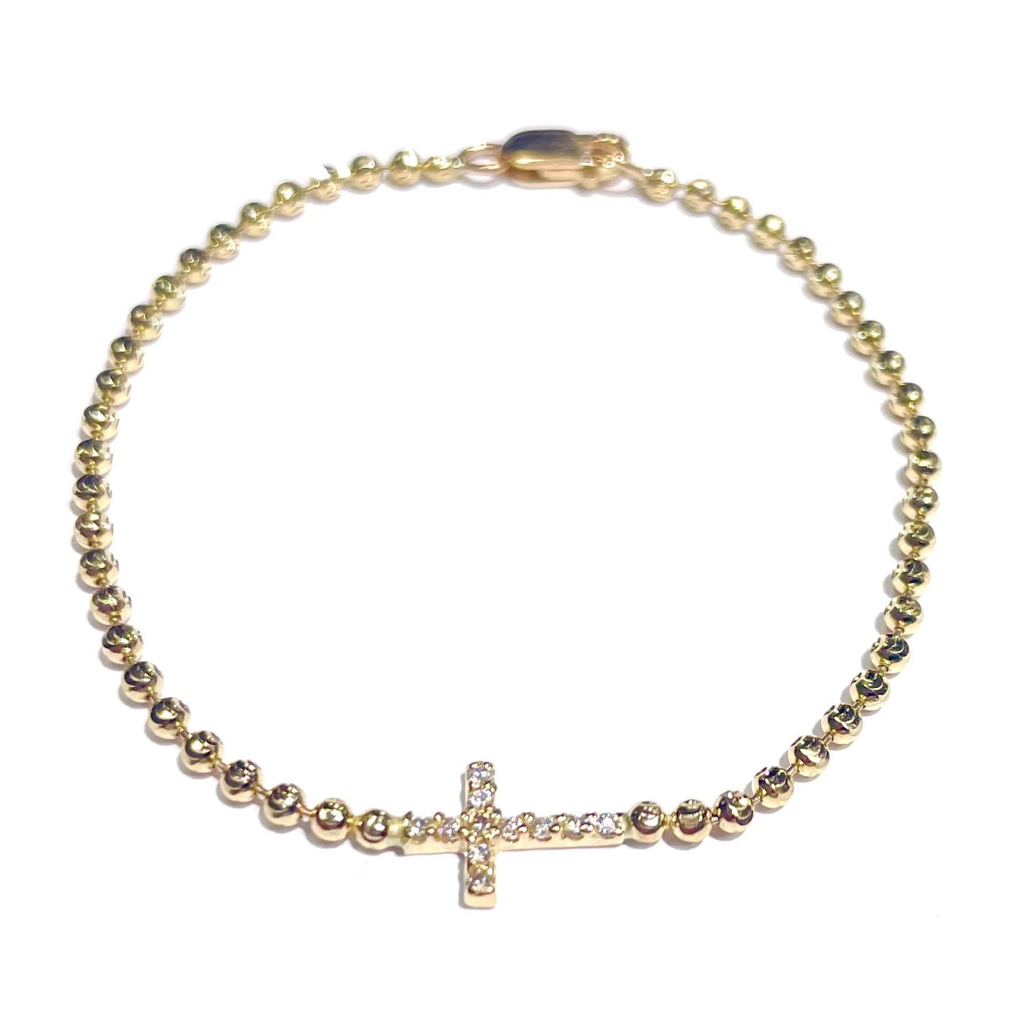 Diamond Sideways Cross Bracelet