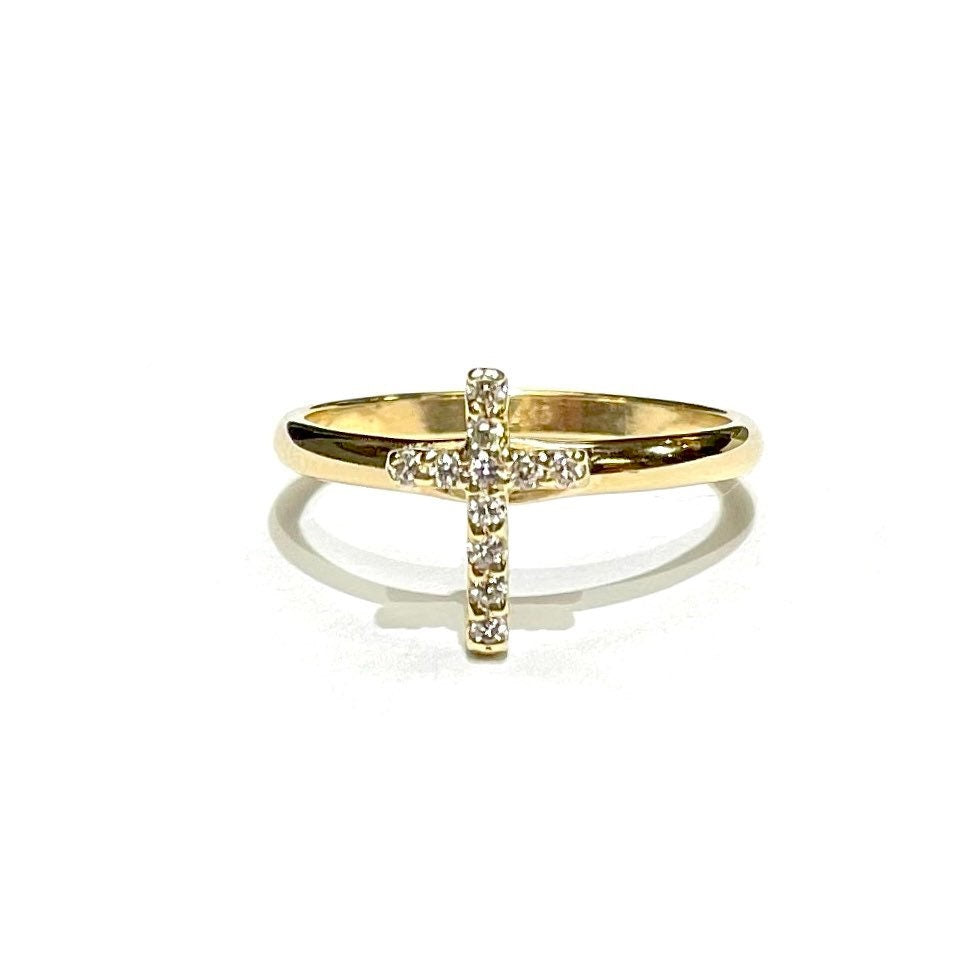 Mini Diamond Cross Ring