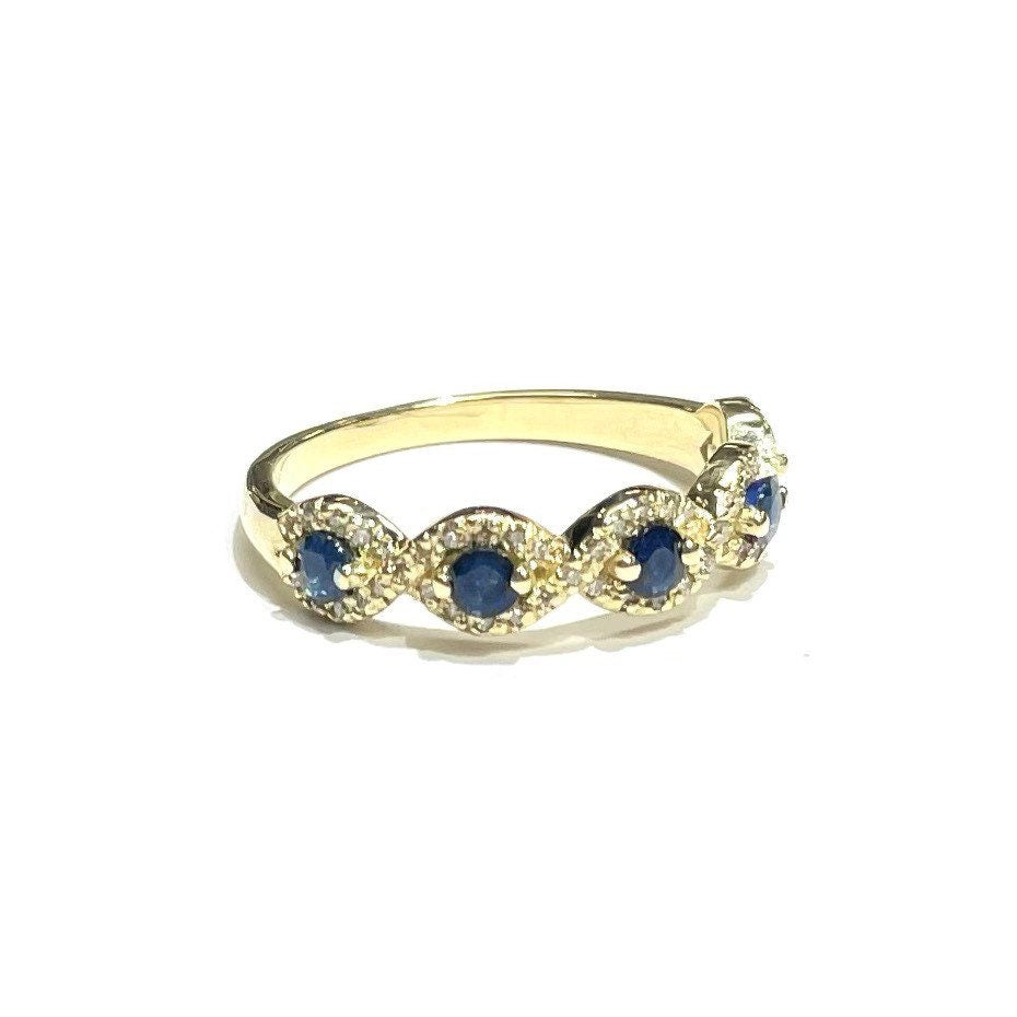 Diamond & Sapphire Evil Eye Ring