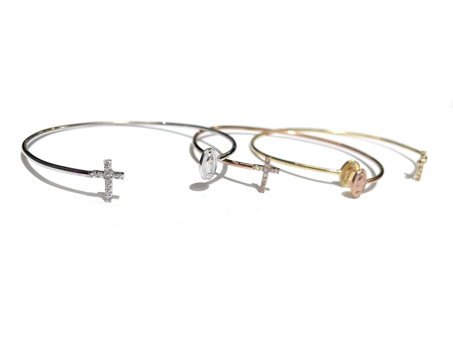 Diamond Cross & Virgin Mary Bangle