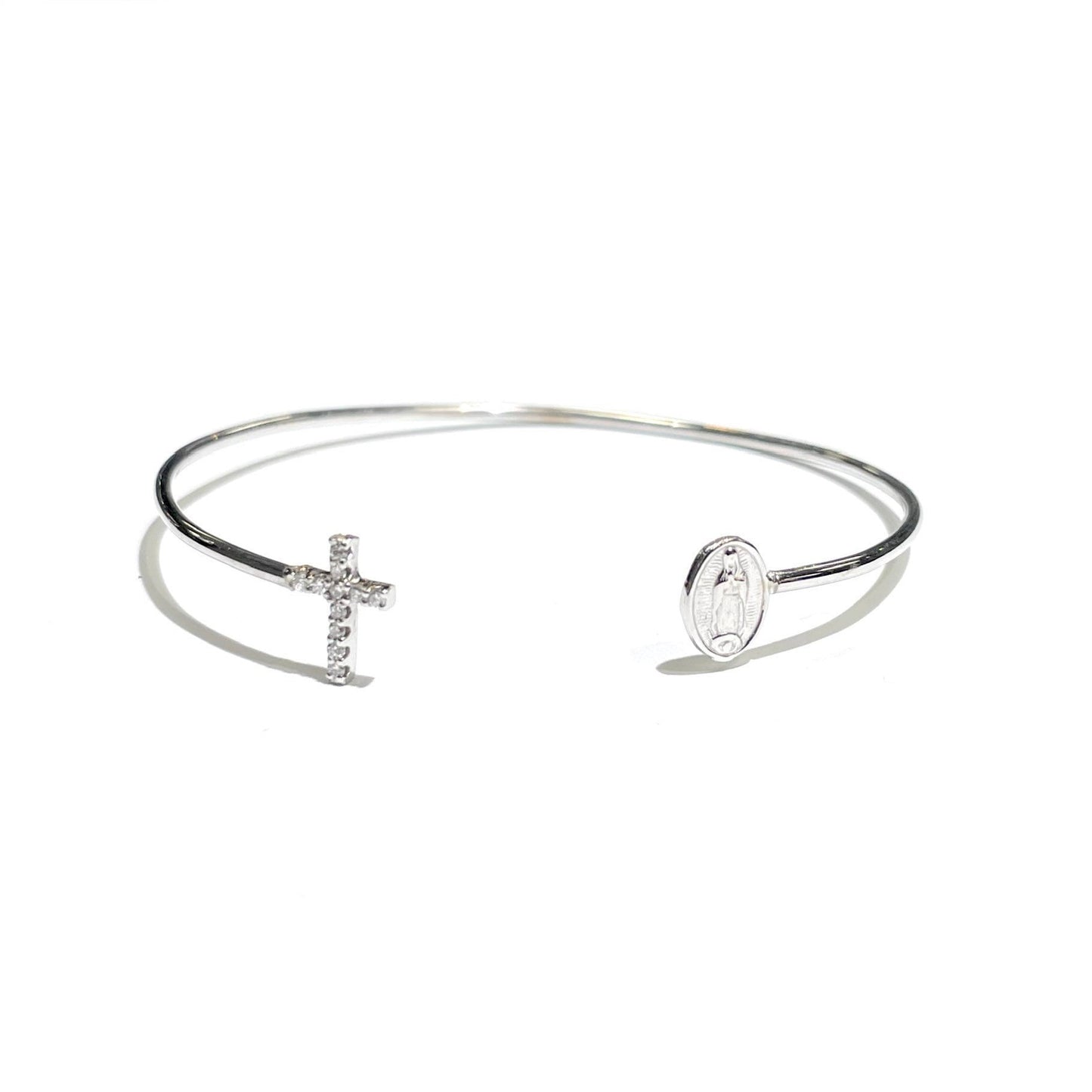 Diamond Cross & Virgin Mary Bangle