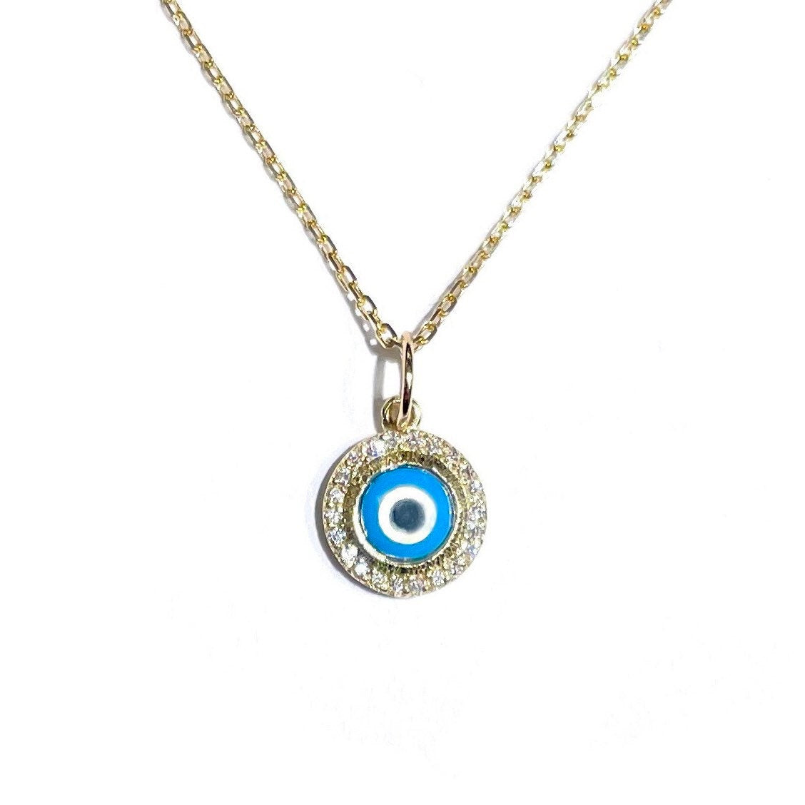 Diamond Evil Eye Bezel Pendant