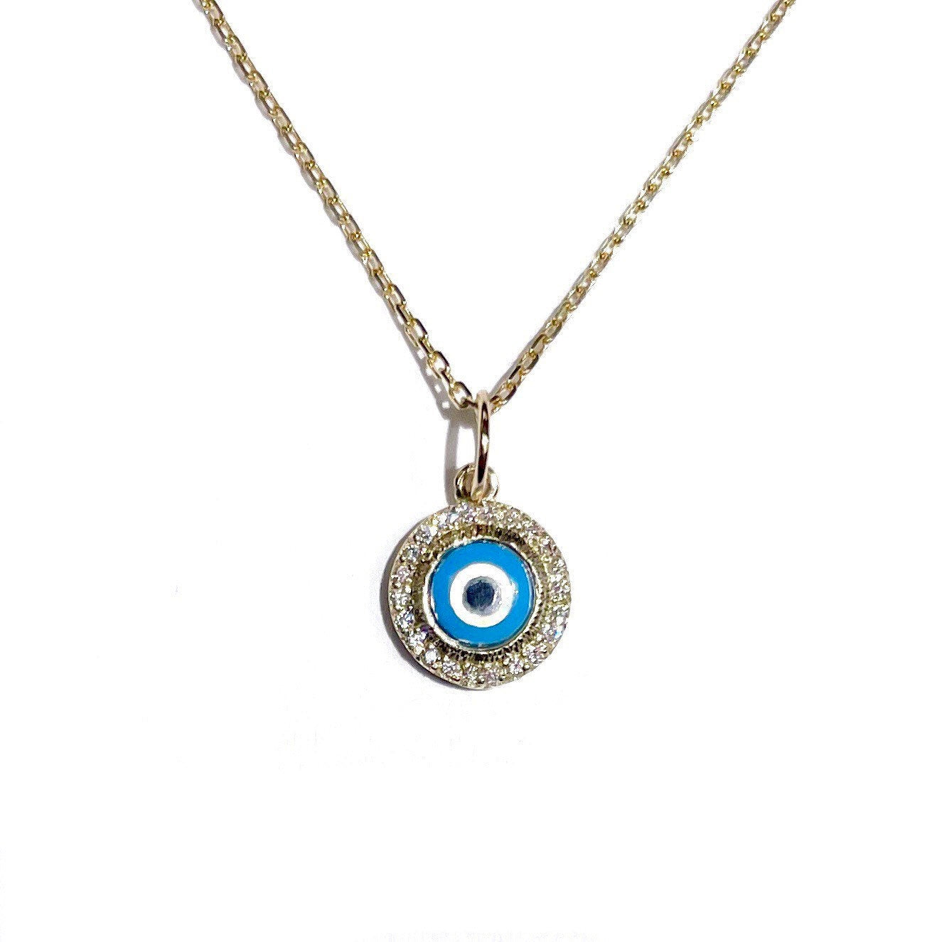 Diamond Evil Eye Bezel Pendant
