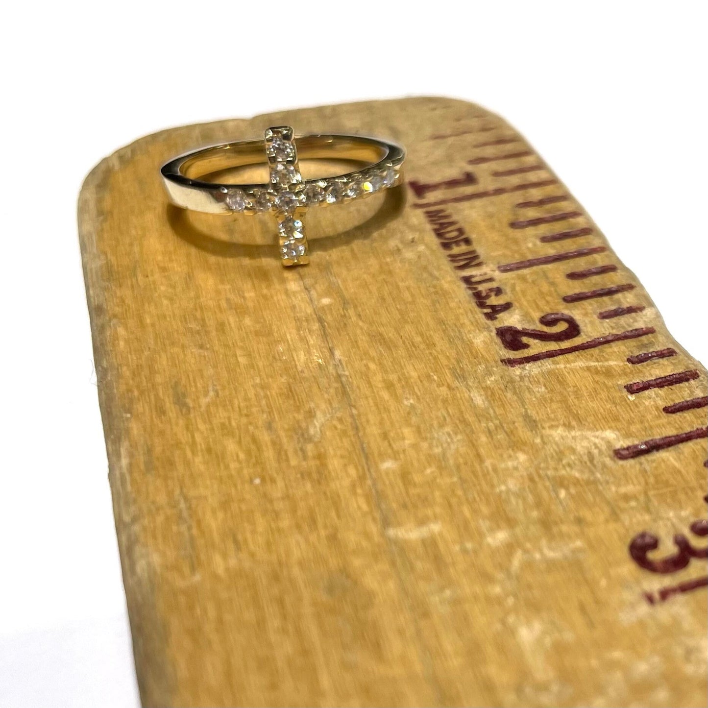 Diamond Sideways Cross Ring