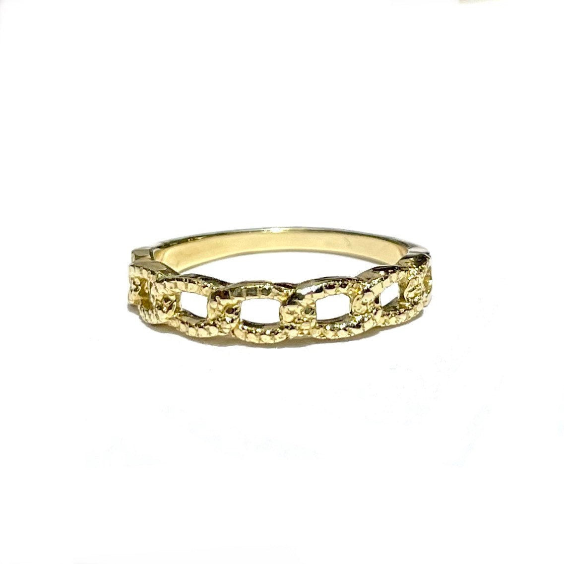 Thin Textured Cuban Ring