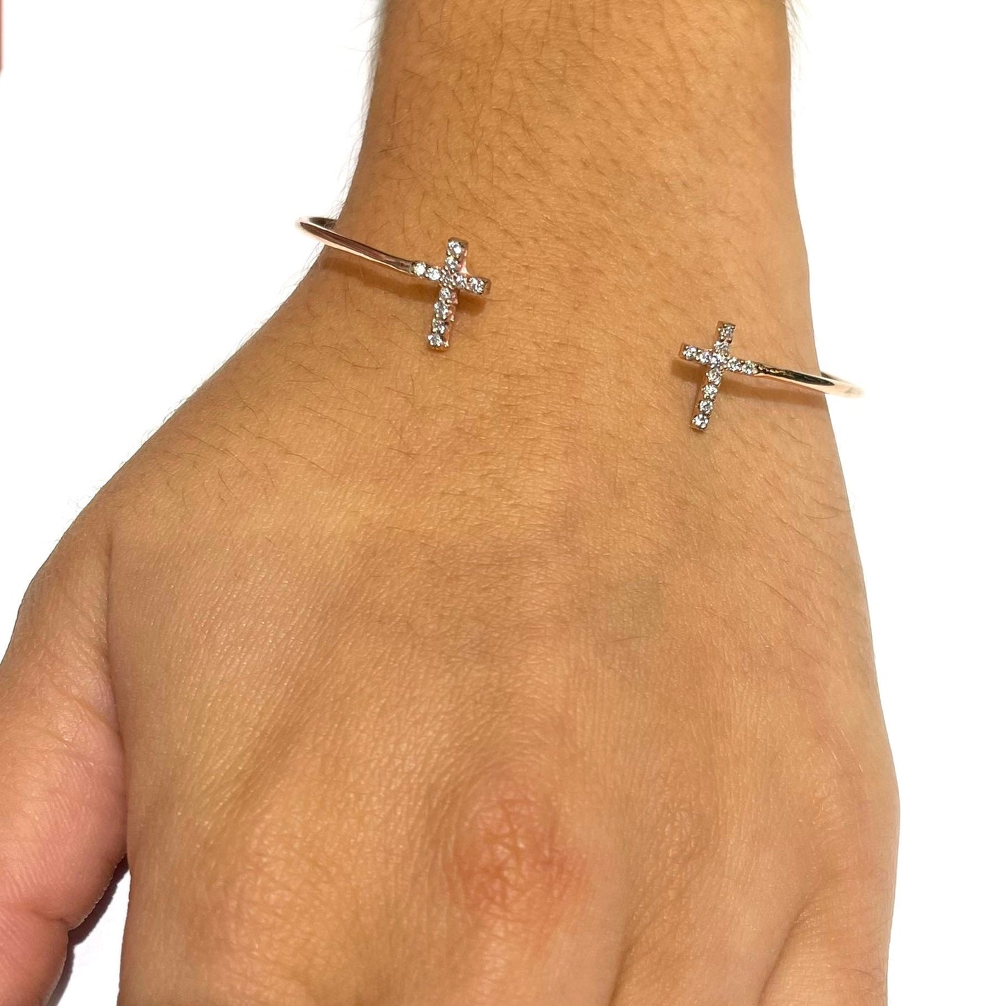 Double Diamond Cross Bangle