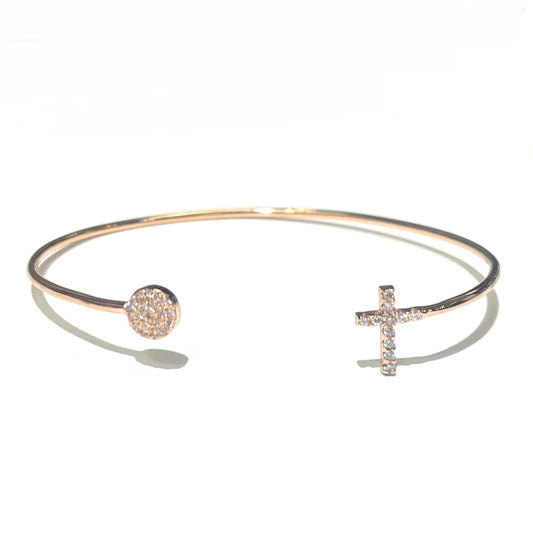 Diamond Cross & Circle Bangle