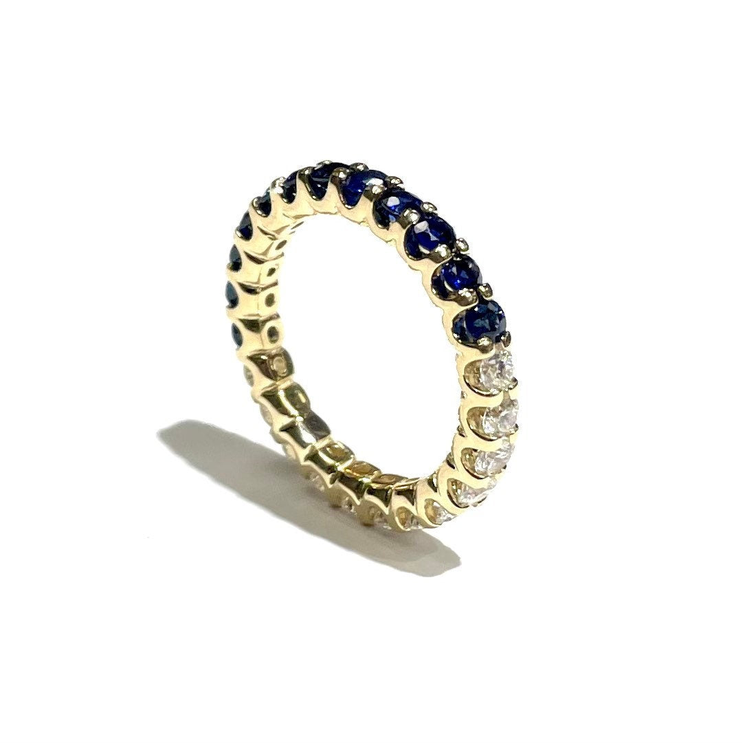 Half Diamond & Sapphire Ring