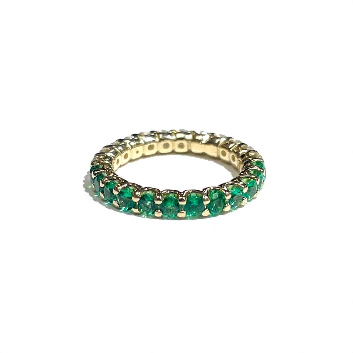 Half Diamond & Emerald Ring