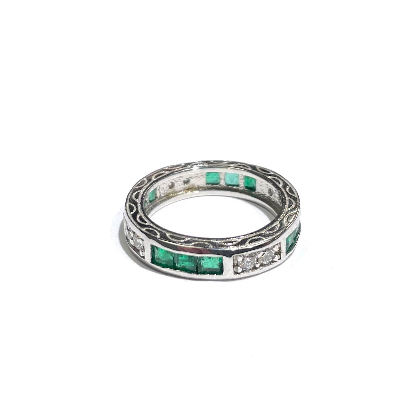 Diamond & Emerald Princess Ring