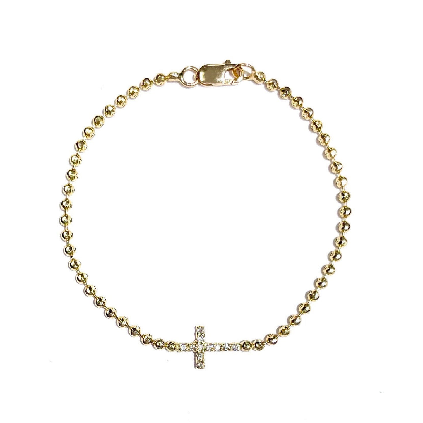 Diamond Sideways Cross Bracelet