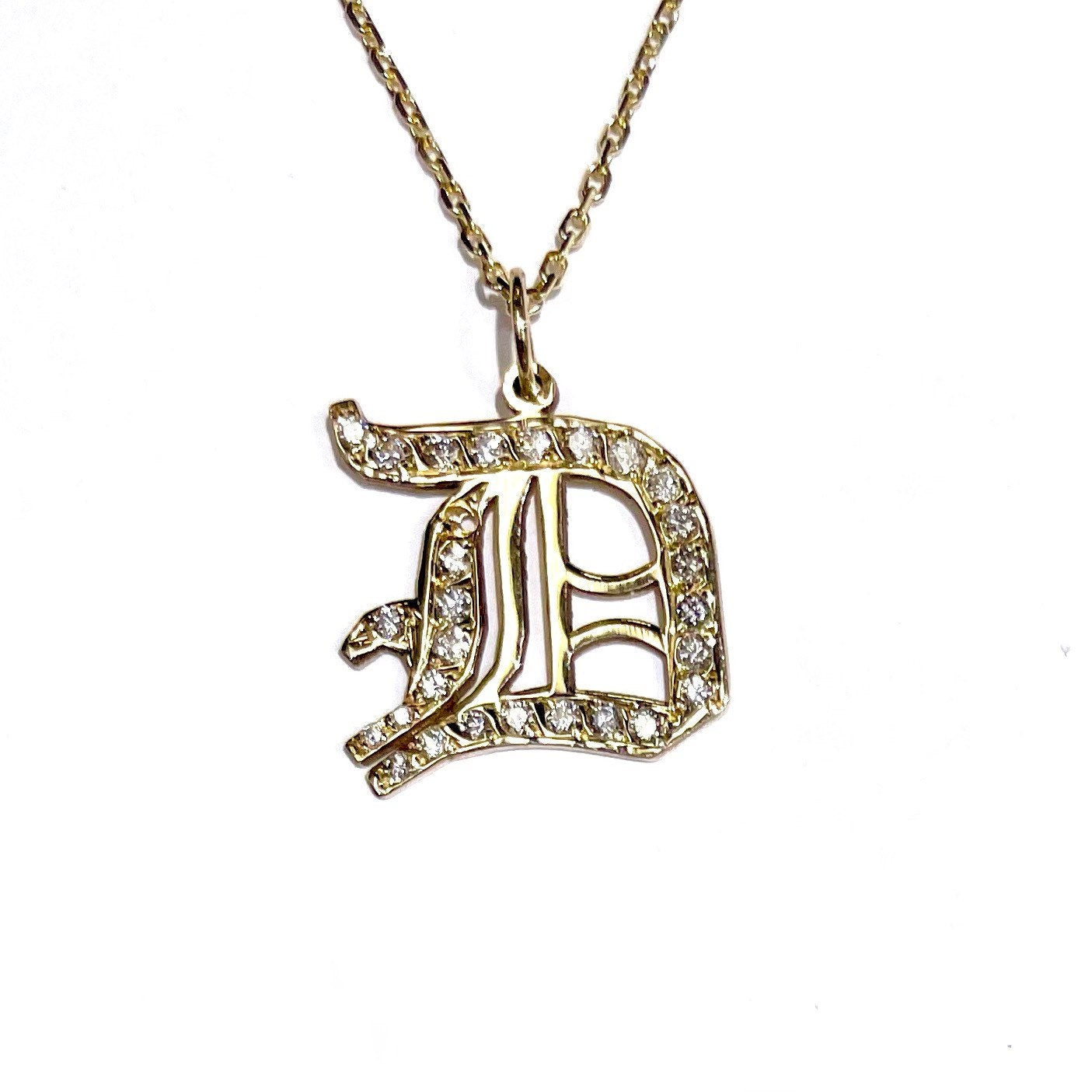 Large Diamond Initial Pendant