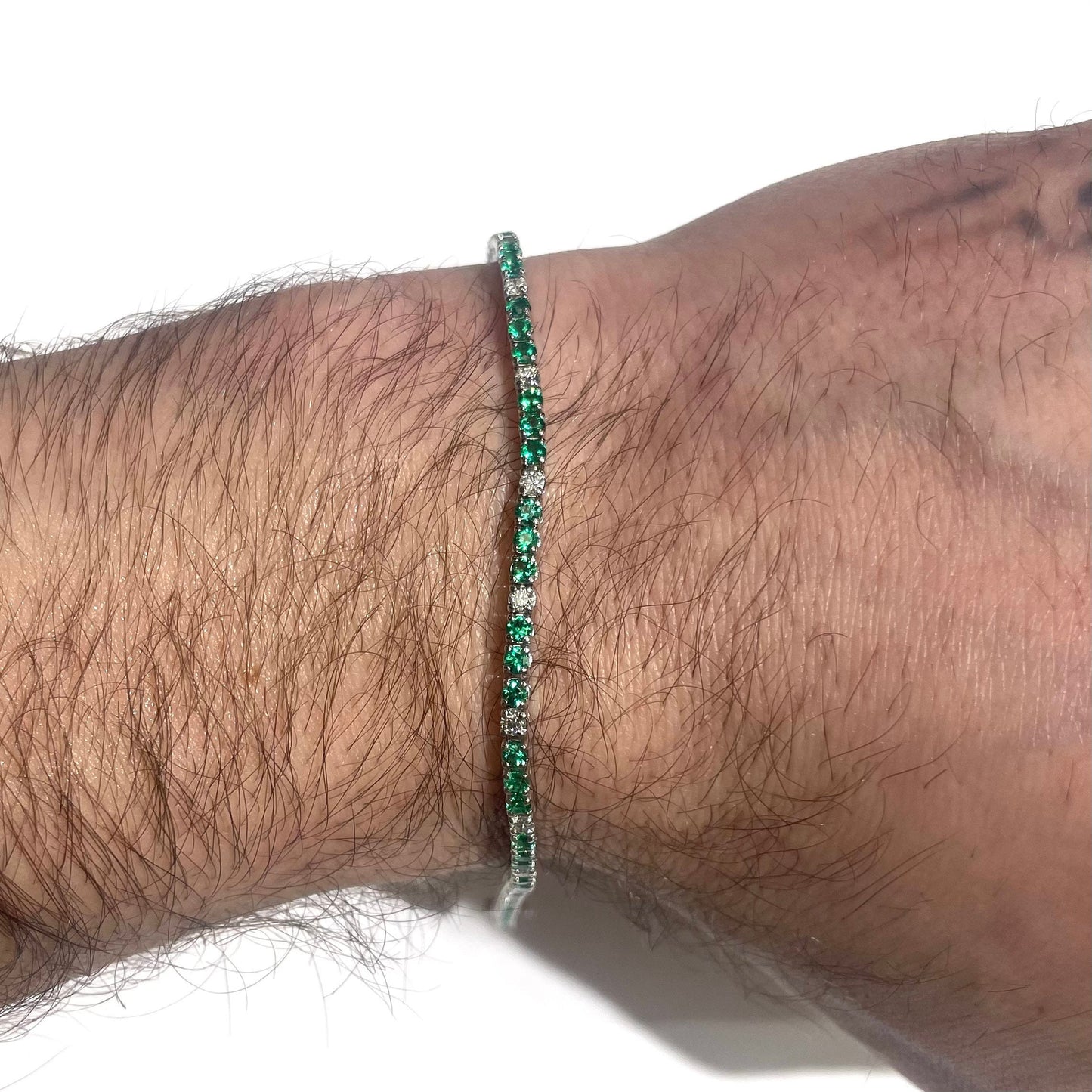Emerald & Diamond Tennis Bracelet
