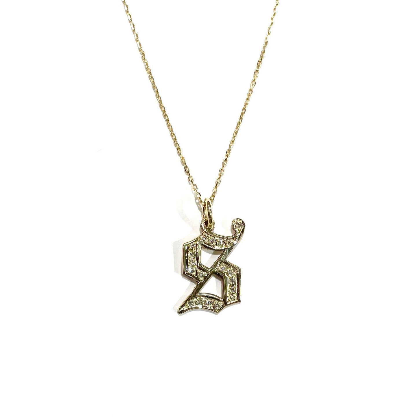 Large Diamond Initial Pendant