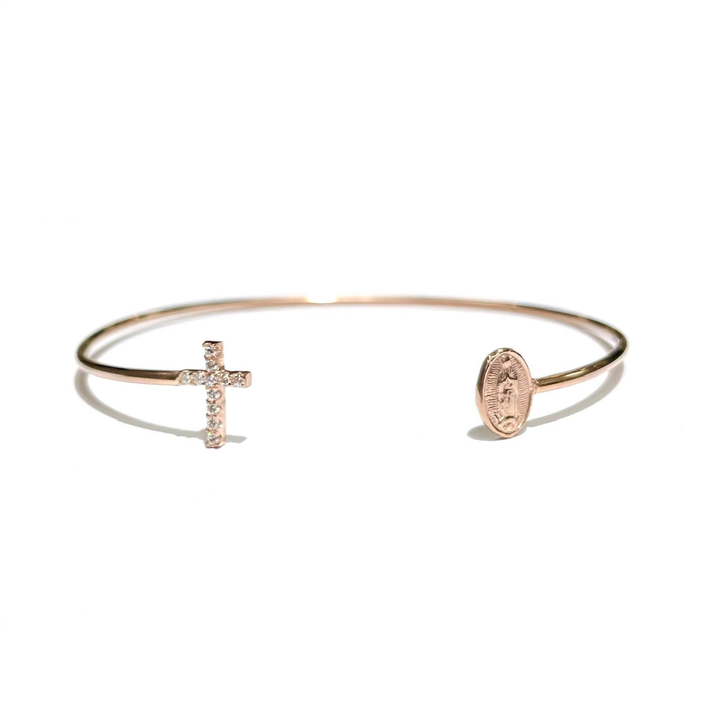 Diamond Cross & Virgin Mary Bangle