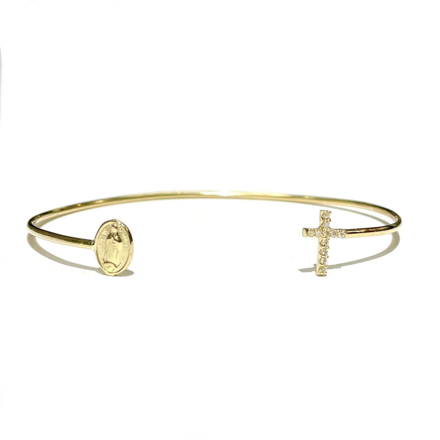 Diamond Cross & Virgin Mary Bangle