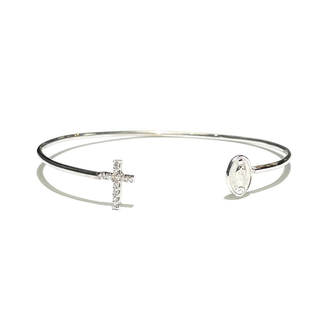 Diamond Cross & Virgin Mary Bangle