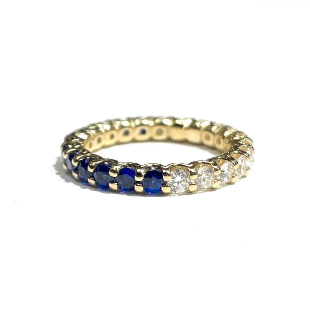 Half Diamond & Sapphire Ring