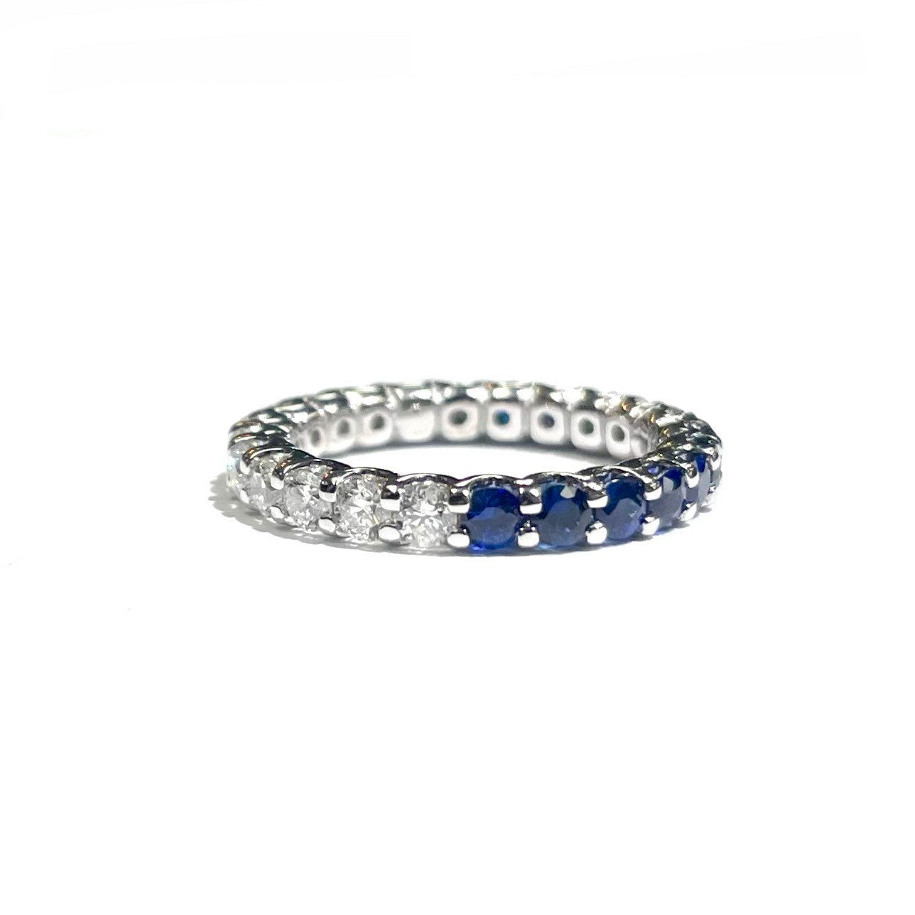 Half Diamond & Sapphire Ring