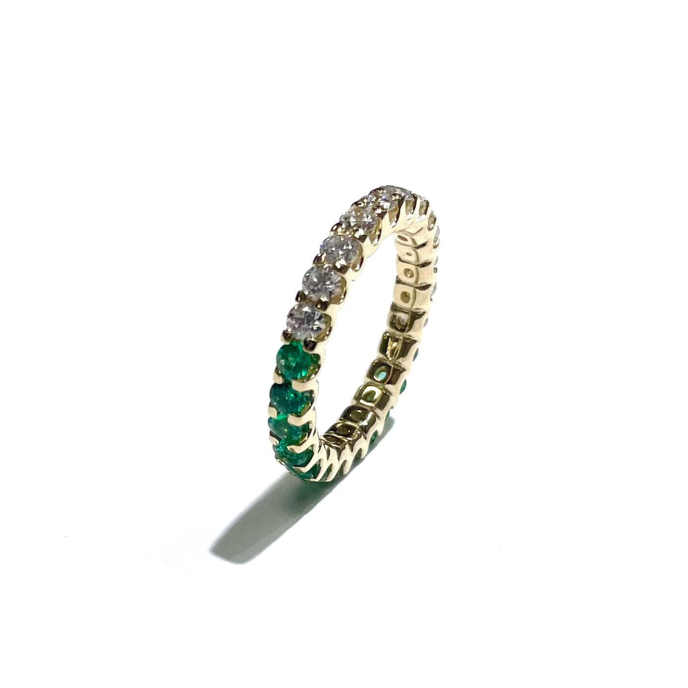 Half Diamond & Emerald Ring