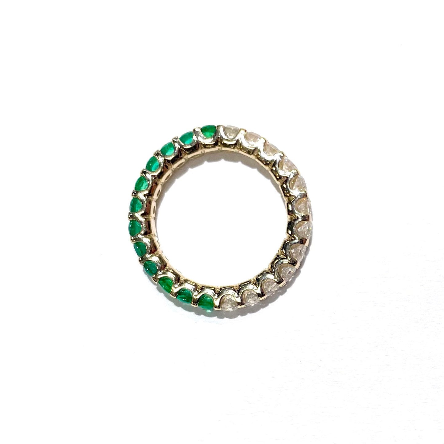 Half Diamond & Emerald Ring