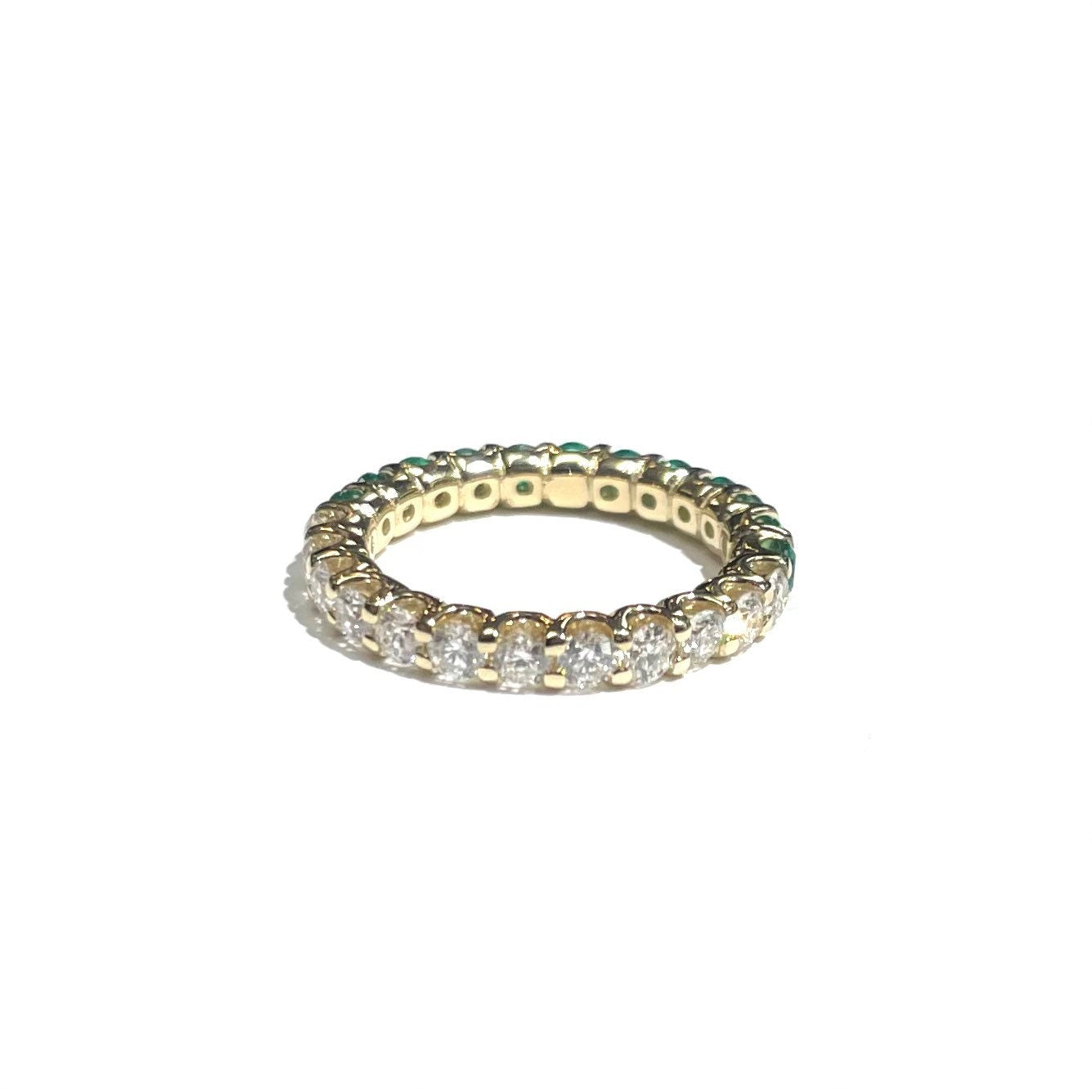 Half Diamond & Emerald Ring