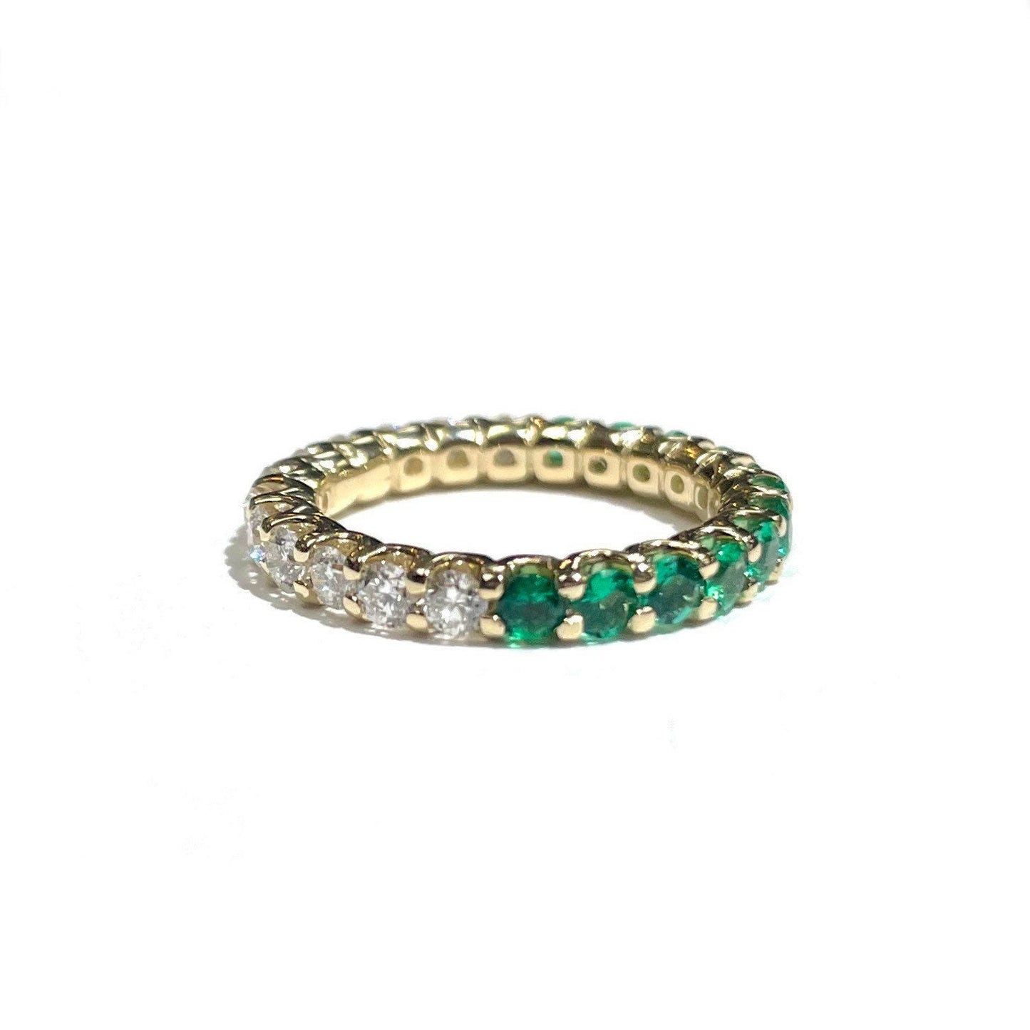 Half Diamond & Emerald Ring